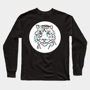 Minimal Animals Tiger Face Glitch Long Sleeve T-Shirt